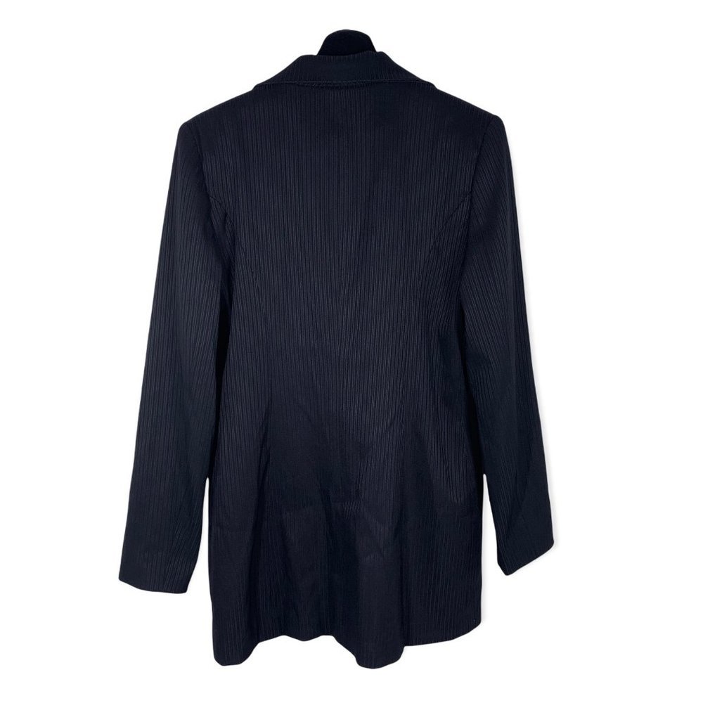 Vintage 90s Bebe Black Double Pin Stripe Longline Blazer Medium - Picture 4 of 11